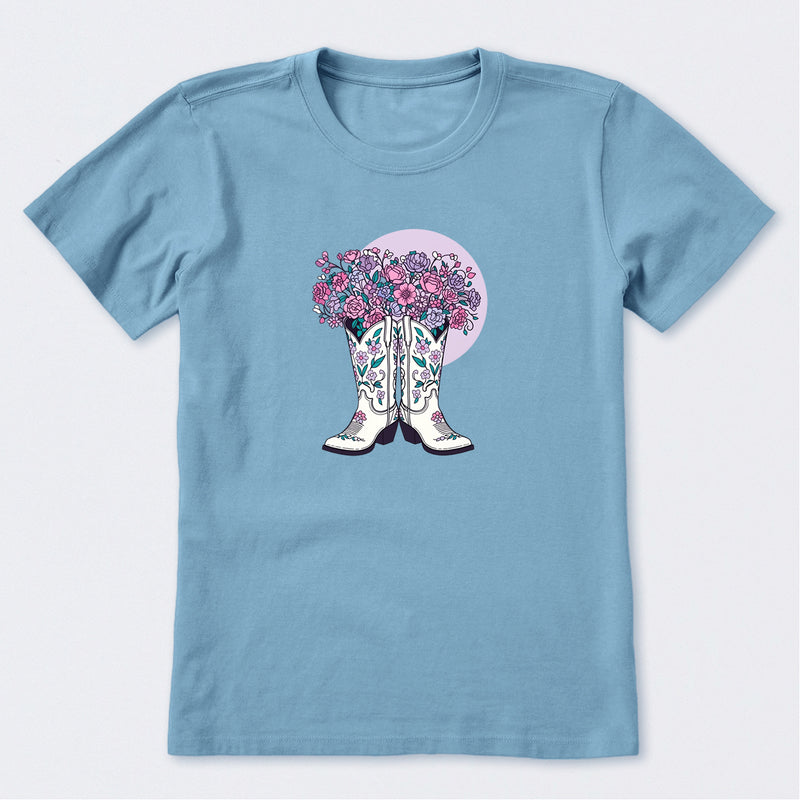 Foral Cowgirl Boots Short Sleeve T-Shirt