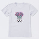 Foral Cowgirl Boots Short Sleeve T-Shirt