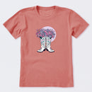 Foral Cowgirl Boots Short Sleeve T-Shirt