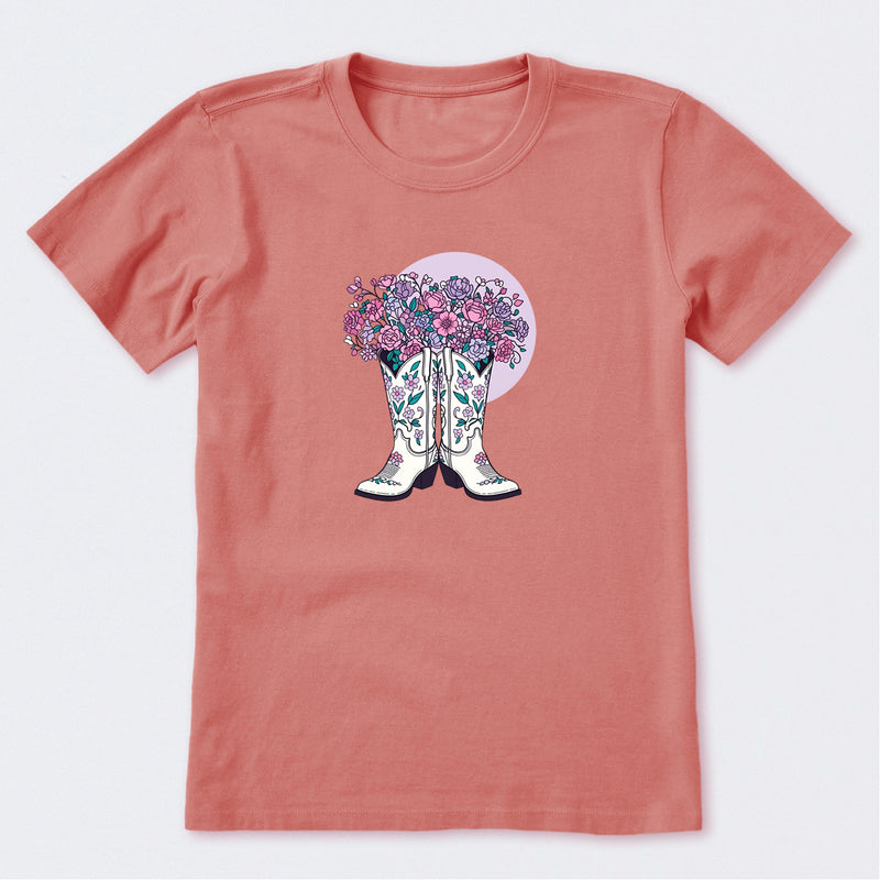 Foral Cowgirl Boots Short Sleeve T-Shirt