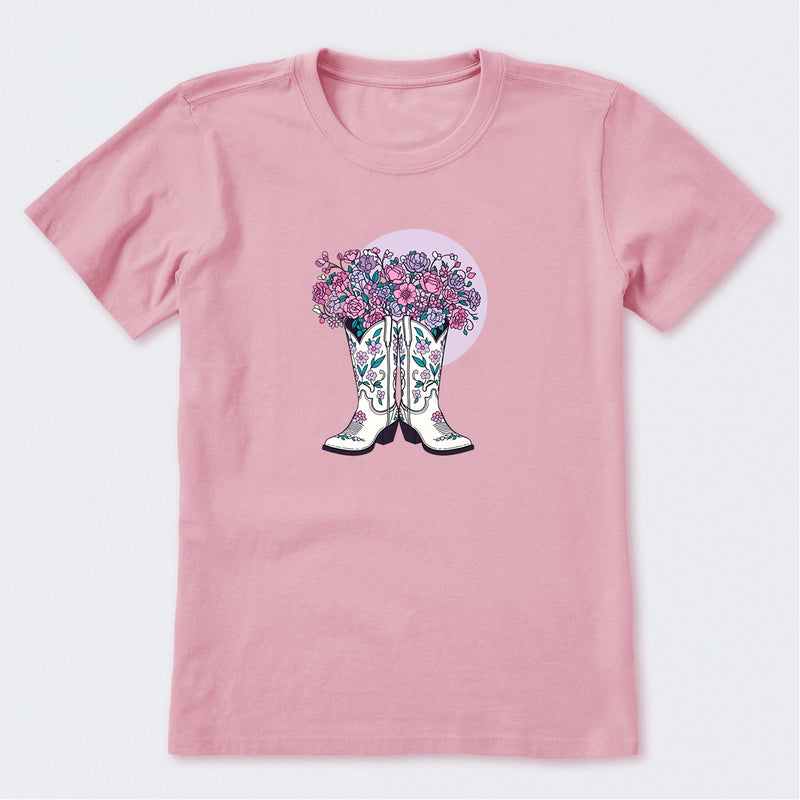 Foral Cowgirl Boots Short Sleeve T-Shirt