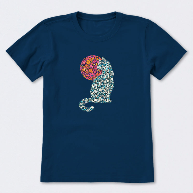 Floral Cat Sun Short Sleeve T-Shirt