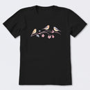 Three Little Birds on Flowers Short Sleeve T-Shirt