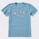 Three Little Birds on Flowers Short Sleeve T-Shirt