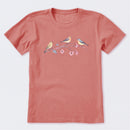 Three Little Birds on Flowers Short Sleeve T-Shirt