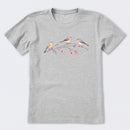 Three Little Birds on Flowers Short Sleeve T-Shirt