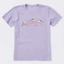 Three Little Birds on Flowers Short Sleeve T-Shirt