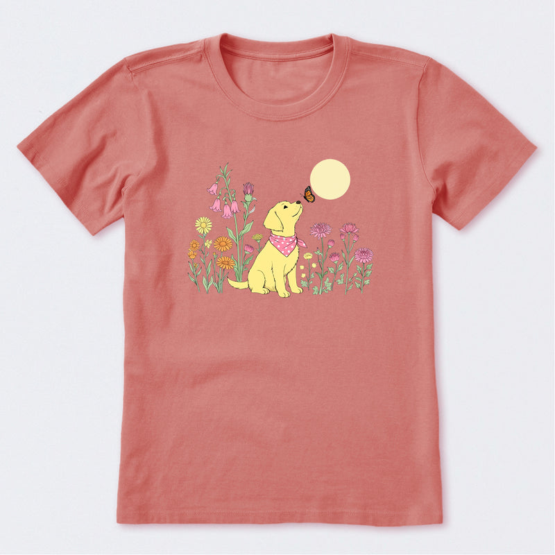 Dog Among Wildflowers Short Sleeve T-Shirt