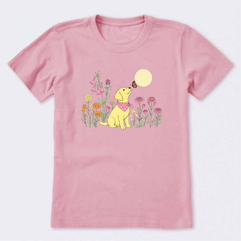 Dog Among Wildflowers Short Sleeve T-Shirt