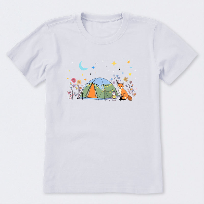 Camping Fox Flowers Short Sleeve T-Shirt