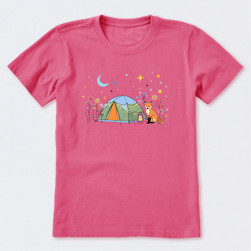 Camping Fox Flowers Short Sleeve T-Shirt