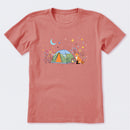 Camping Fox Flowers Short Sleeve T-Shirt
