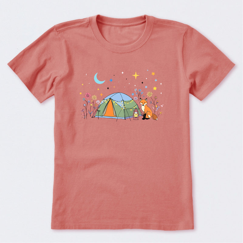 Camping Fox Flowers Short Sleeve T-Shirt