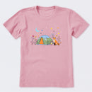 Camping Fox Flowers Short Sleeve T-Shirt