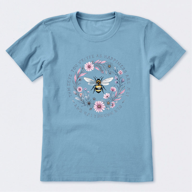 Keys to Happiness All Around Us Bee Short Sleeve T-Shirt