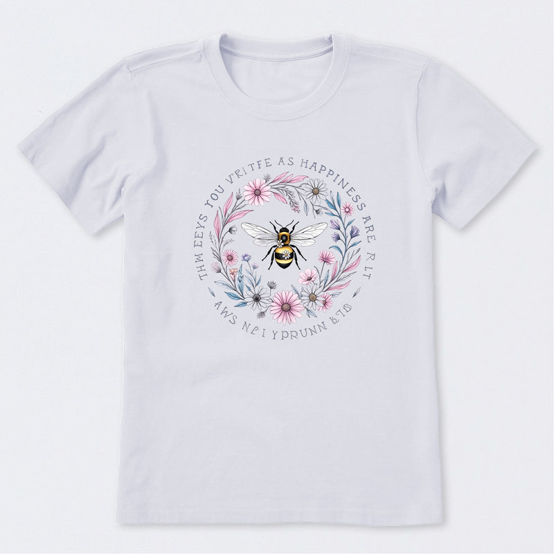 Keys to Happiness All Around Us Bee Short Sleeve T-Shirt