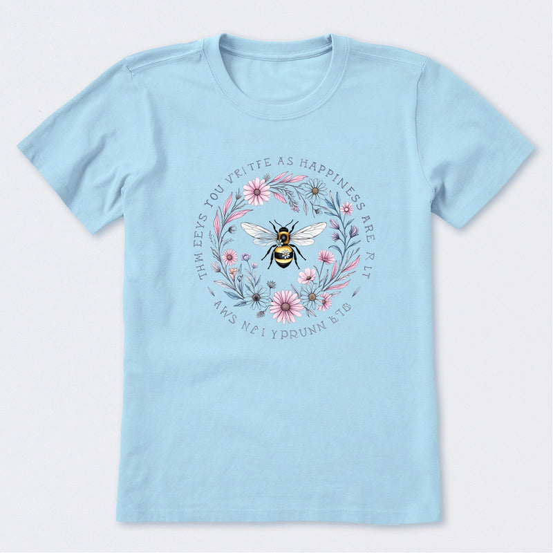 Keys to Happiness All Around Us Bee Short Sleeve T-Shirt