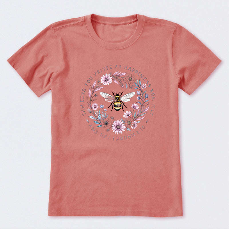 Keys to Happiness All Around Us Bee Short Sleeve T-Shirt