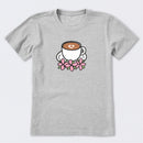 Latte Heart with Flowers Short Sleeve T-Shirt