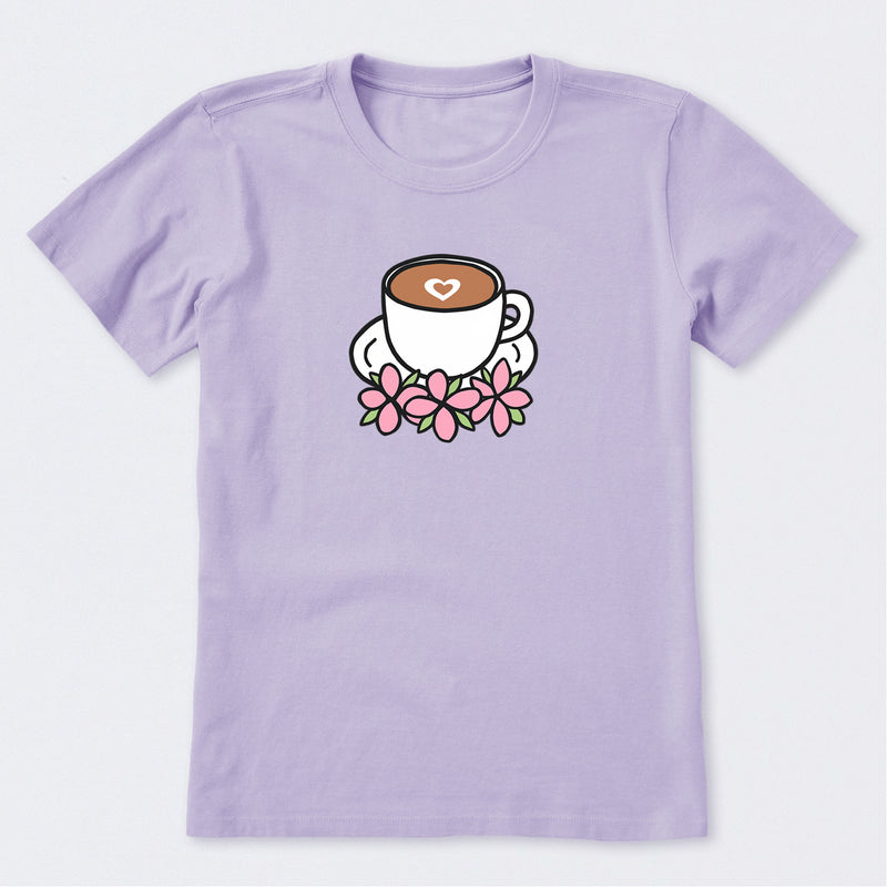 Latte Heart with Flowers Short Sleeve T-Shirt