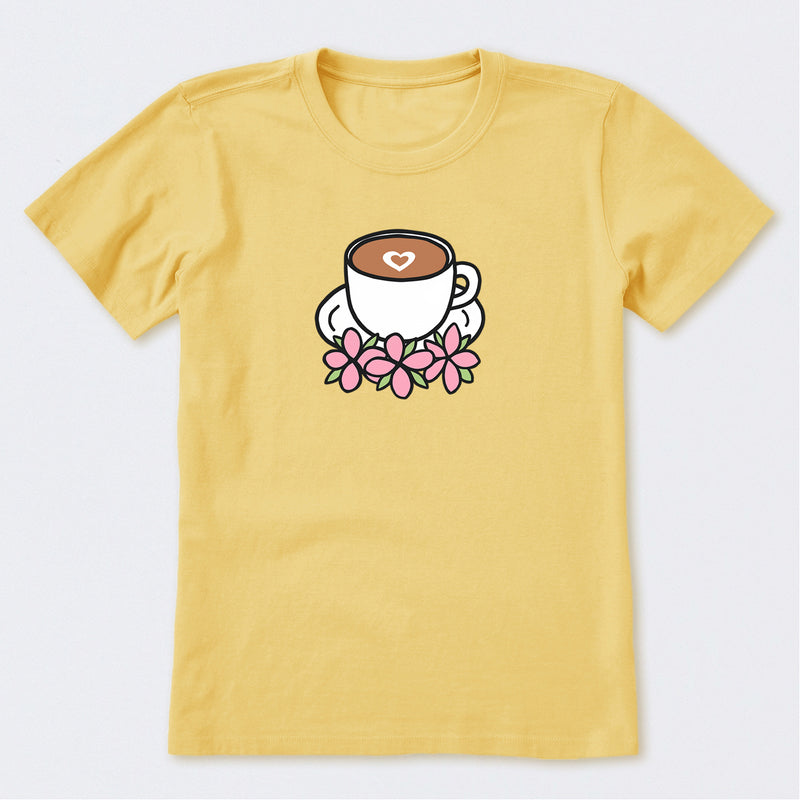 Latte Heart with Flowers Short Sleeve T-Shirt