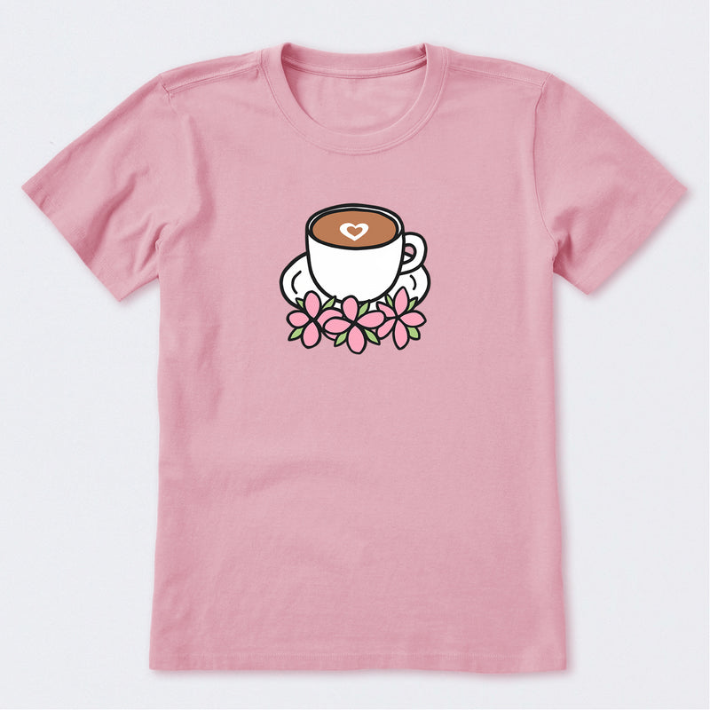 Latte Heart with Flowers Short Sleeve T-Shirt