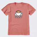 Latte Heart with Flowers Short Sleeve T-Shirt