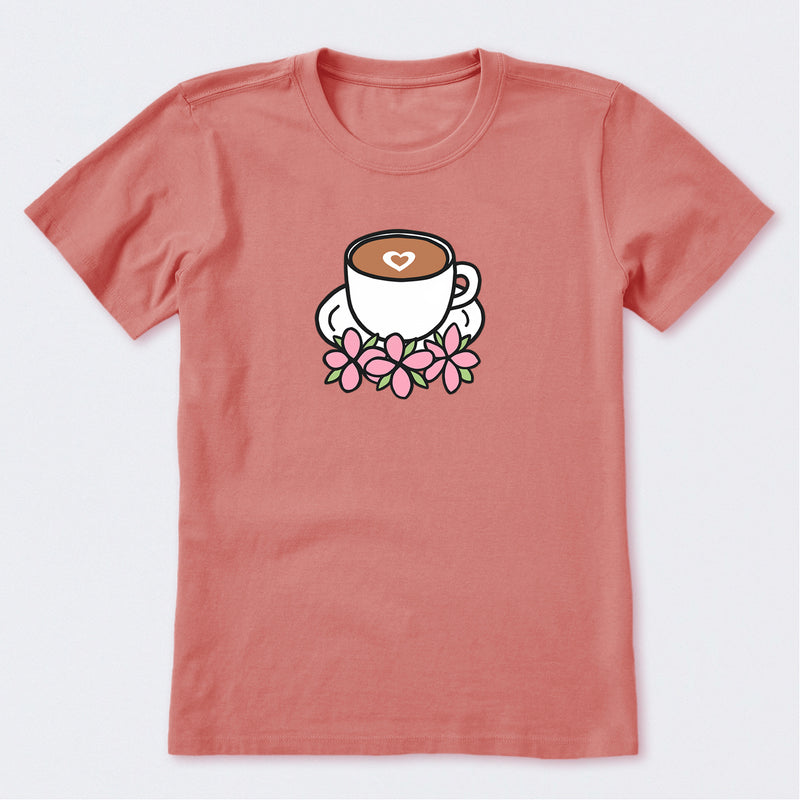 Latte Heart with Flowers Short Sleeve T-Shirt