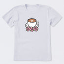 Latte Heart with Flowers Short Sleeve T-Shirt