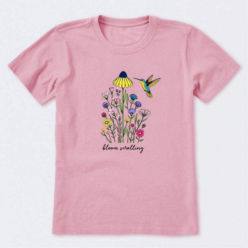 Bloom Scrolling Hummingbird Short Sleeve T-Shirt