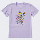 Bloom Scrolling Hummingbird Short Sleeve T-Shirt