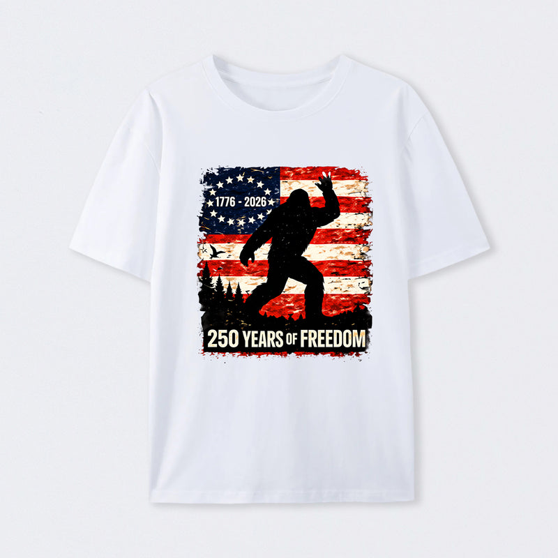 Bigfoot American Flag 1776 2026 250 Years Of Freedom Independence Day T Shirt