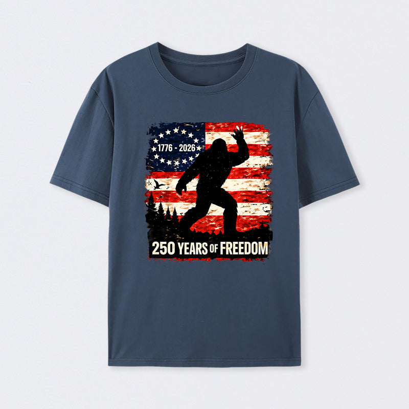 Bigfoot American Flag 1776 2026 250 Years Of Freedom Independence Day T Shirt