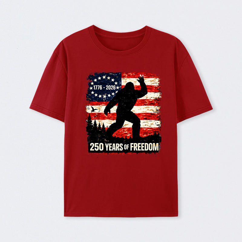 Bigfoot American Flag 1776 2026 250 Years Of Freedom Independence Day T Shirt