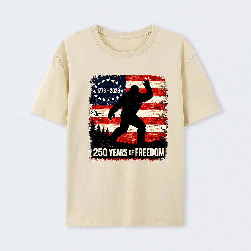 Bigfoot American Flag 1776 2026 250 Years Of Freedom Independence Day T Shirt