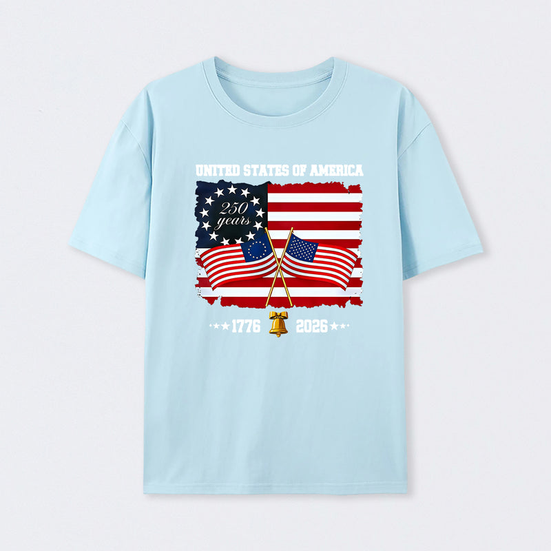United States Of America 250 Years 1776 2026 Independence Day American Flag T Shirt