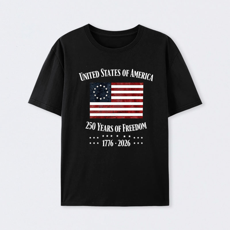 United States Of America 250 Years Of Freedom 1776 2026 Independence Day T Shirt