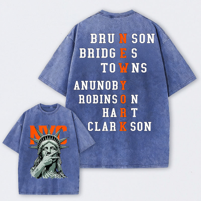 NewYork 2 Side Basketball Fans Washed T-Shirt