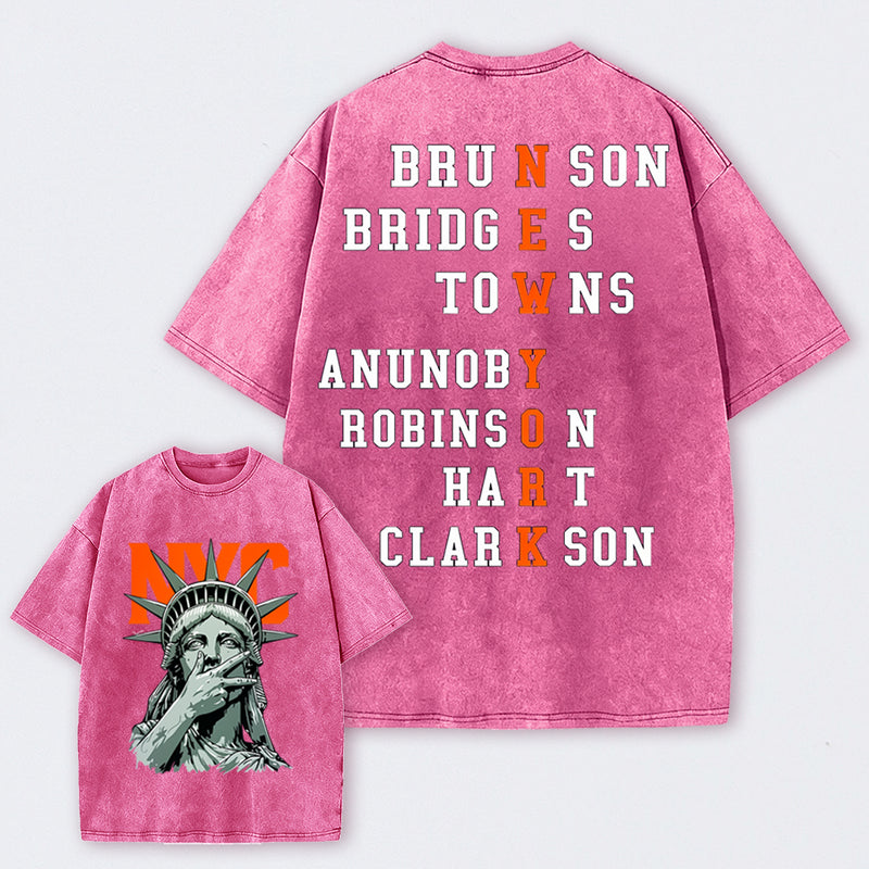 NewYork 2 Side Basketball Fans Washed T-Shirt