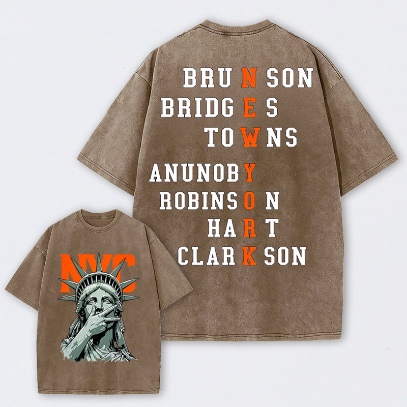 NewYork 2 Side Basketball Fans Washed T-Shirt
