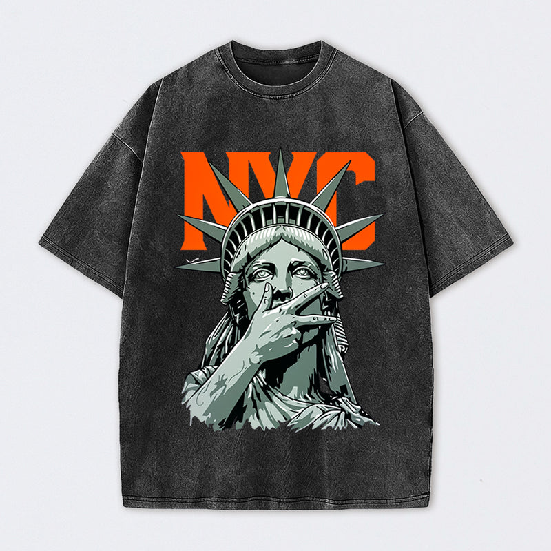 NewYork 2 Side Basketball Fans Washed T-Shirt