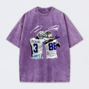 Vintage Close-Up Football Athlete Signature Graphic Washed T-Shirt