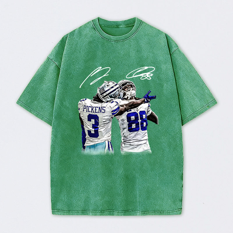 Vintage Close-Up Football Athlete Signature Graphic Washed T-Shirt