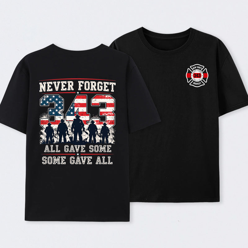 Never Forget 343 Firefighter 25th Anniversary Gift For Heroes T-Shirt