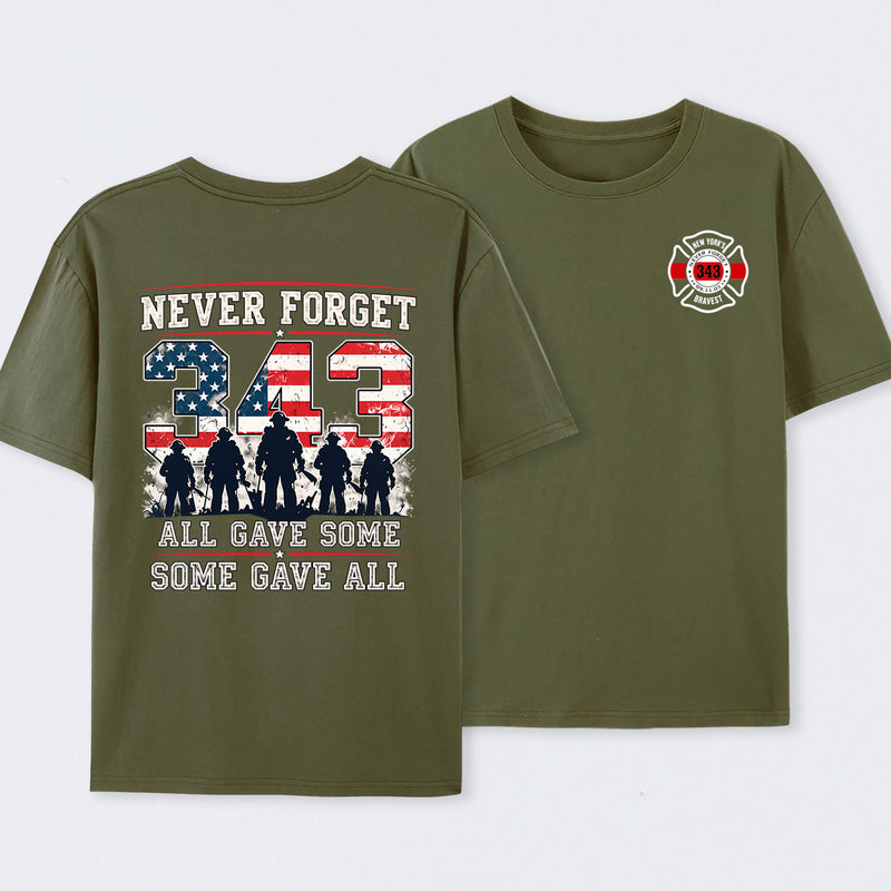 Never Forget 343 Firefighter 25th Anniversary Gift For Heroes T-Shirt
