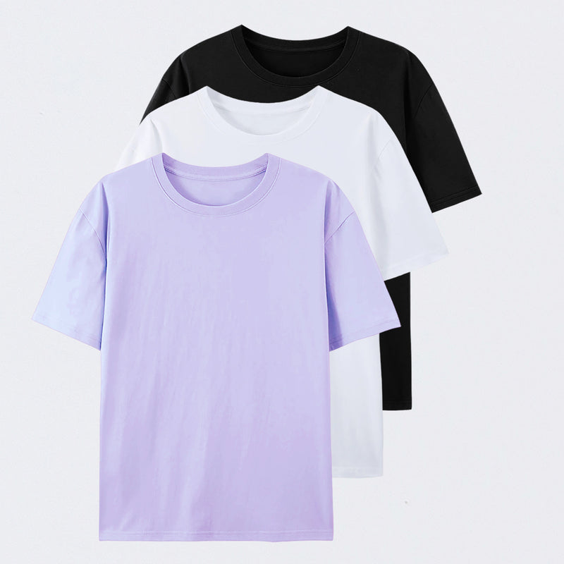 Crew Neck Cotton T-Shirt 3-Pack