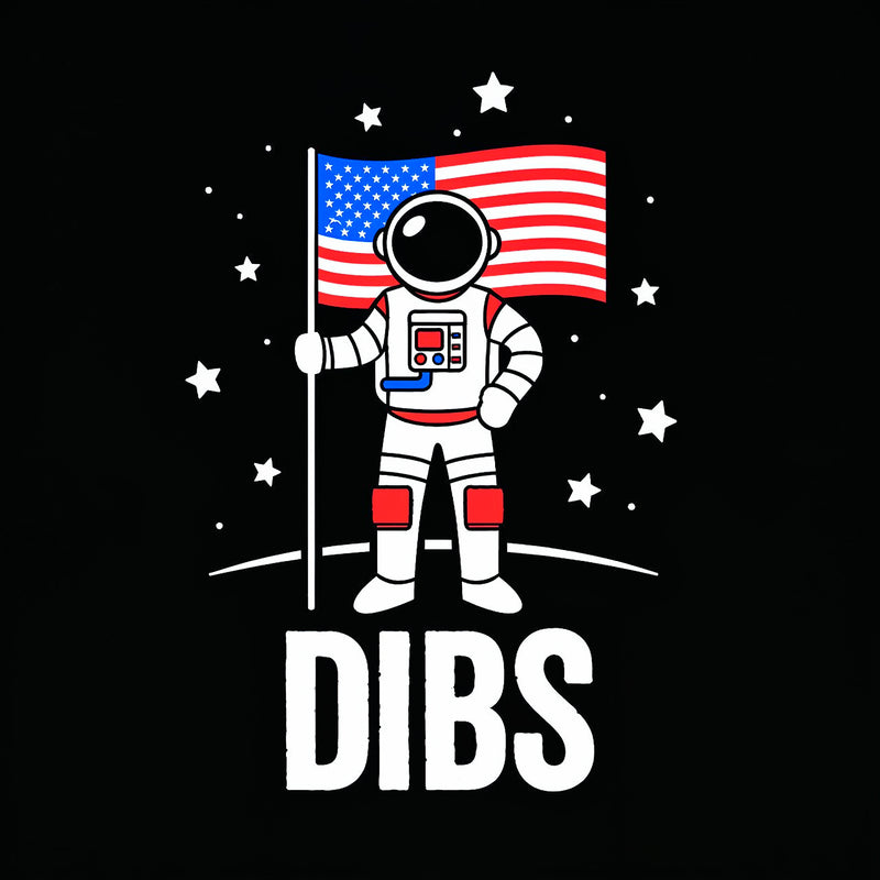 Funny Patriotic Astronaut Claims Dibs on the Moon with an American Flag T-Shirt