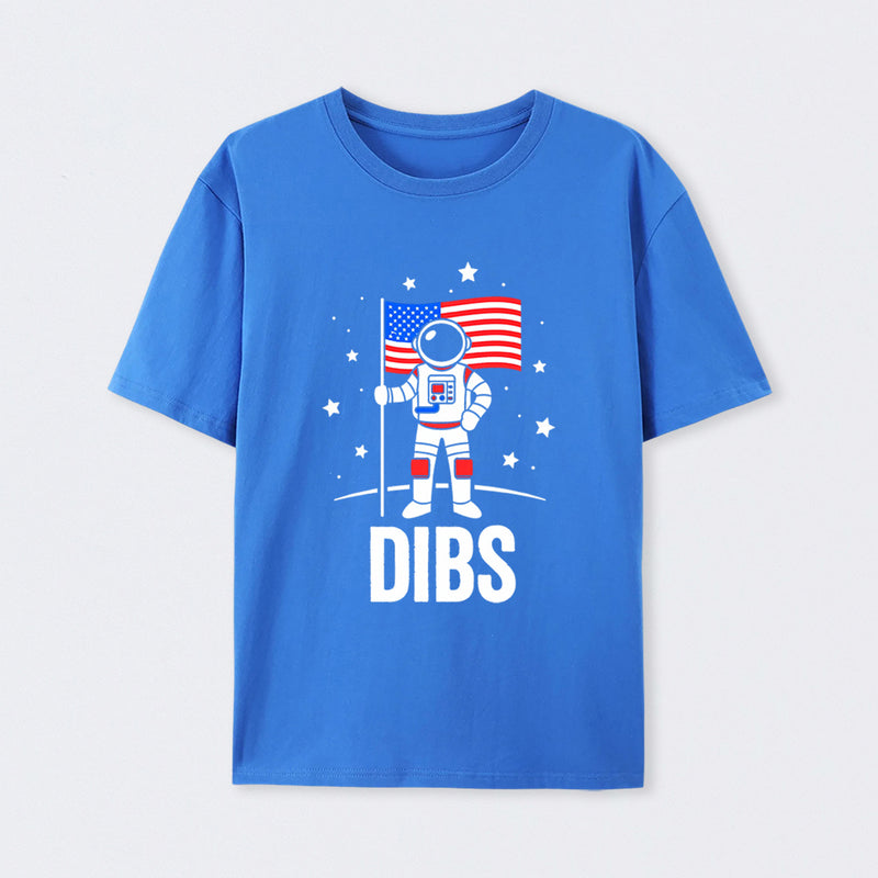 Funny Patriotic Astronaut Claims Dibs on the Moon with an American Flag T-Shirt