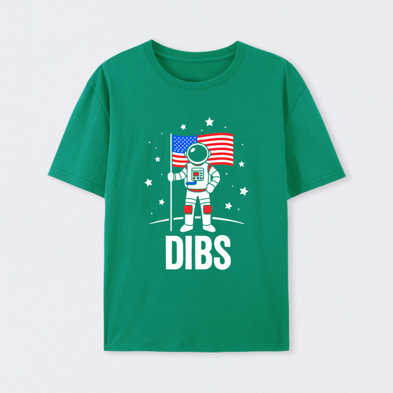 Funny Patriotic Astronaut Claims Dibs on the Moon with an American Flag T-Shirt