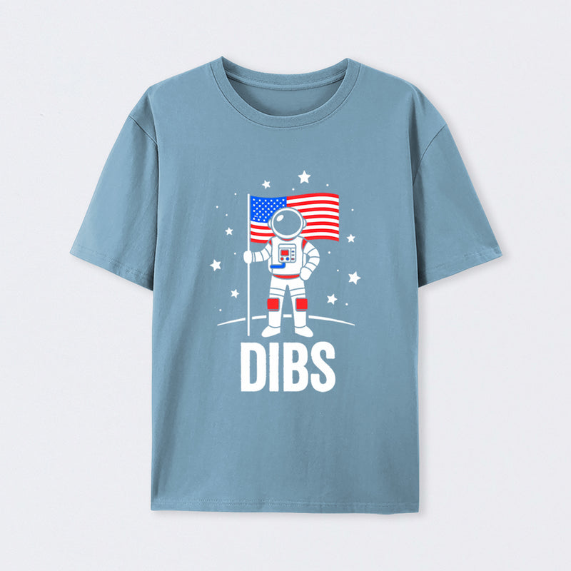 Funny Patriotic Astronaut Claims Dibs on the Moon with an American Flag T-Shirt